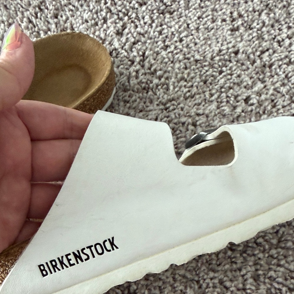Birkenstock White Two-Strap Slide Sandal - Picture 4 of 5
